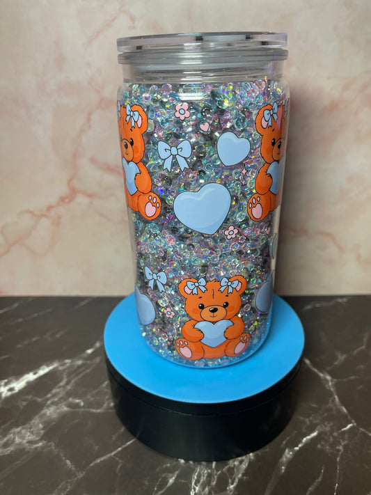 Bears with Blue Hearts and Bows